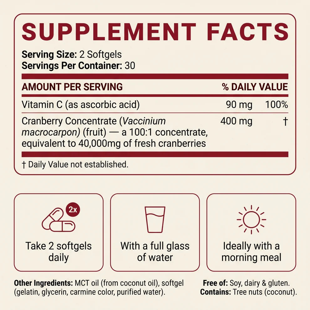 Cranberry Concentrate Softgels (40,000mg) Urinary Tract Support
