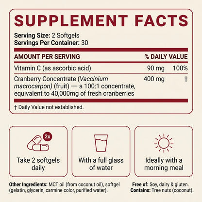 Cranberry Concentrate Softgels (40,000mg) Urinary Tract Support